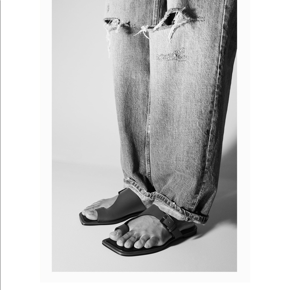Zara leather slide sandals